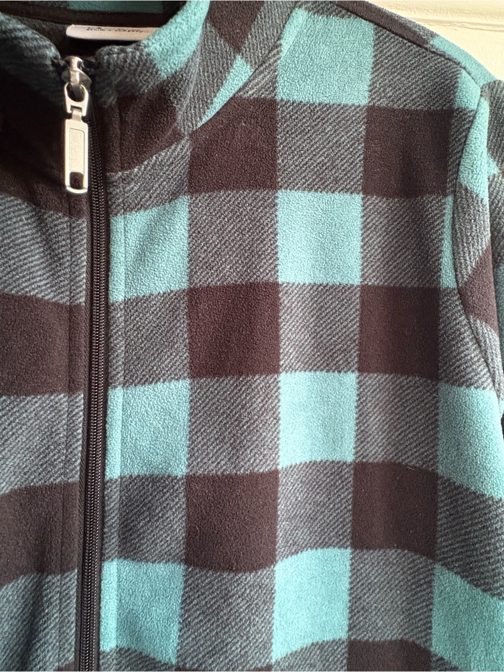 D&Co Denim & Co Plaid Full Zip Jacket Light Blue & Black Size 2X Pockets - Picture 6 of 11